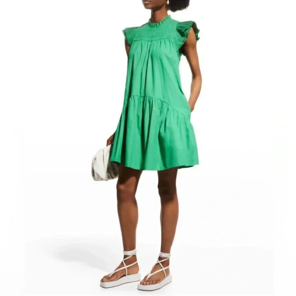 Love the Label kelly green Poppy smocked mini dress